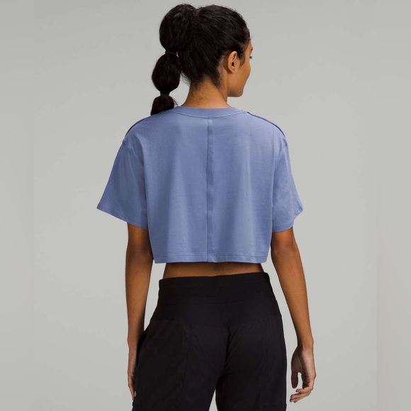 Lululemon All Yours Cropped T-Shirt in 
Water Drop - size 4 - Picture 2 of 4